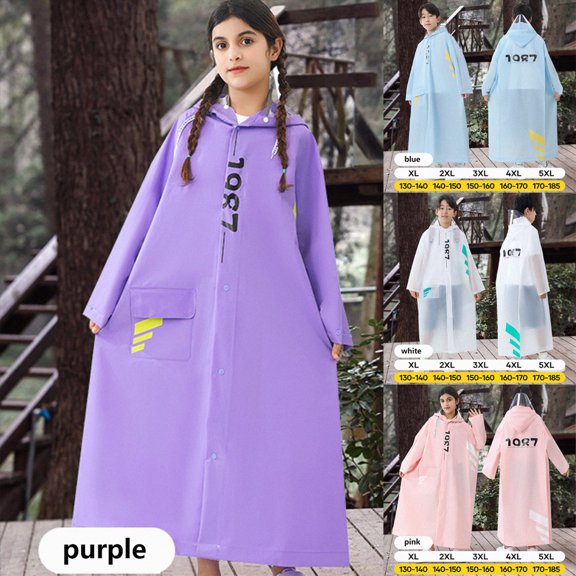 Children's Raincoat Hidden Backpack Riding Rain Suit Long Large Children's School Poncho 2T 3T 4T 5T 6T Children Pink,8-10 Years