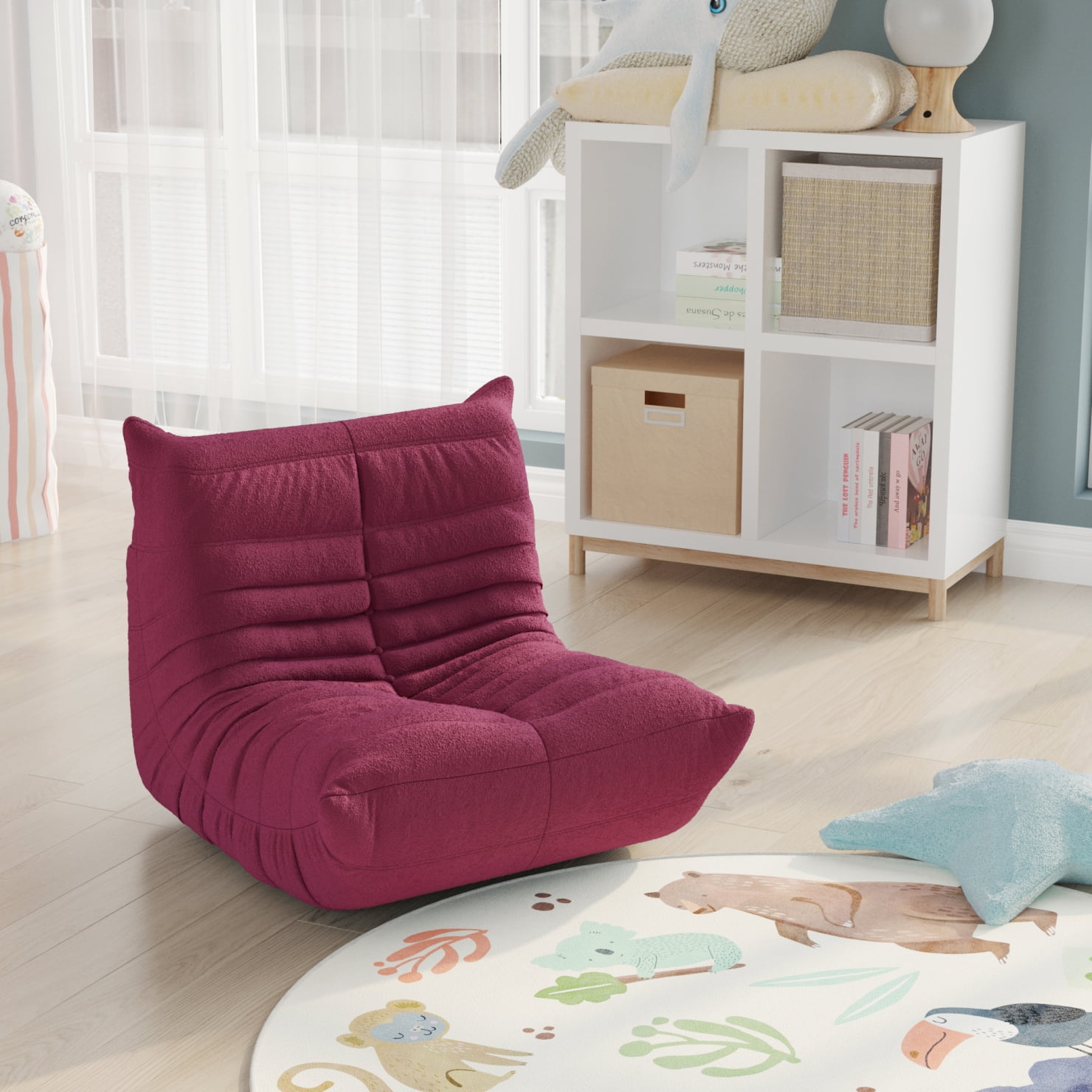 Children's Reading Corner Sofa Chair, Velvet Armless Lounge Chair with