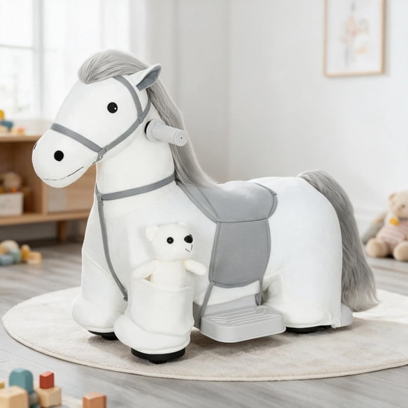 Children's Ride-On Horse with Soft Texture,Kids' Electric Riding Horse,Interactive Pony Ride