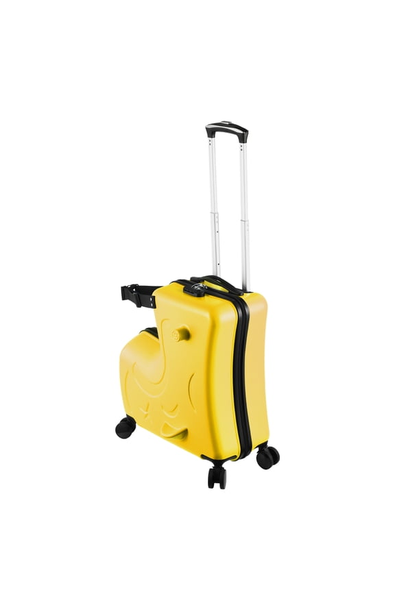 Children's Ride On Trolley, 20in Toddler Luggage Seat Ride on - Portable Wheel for Airport Travel (Yellow)