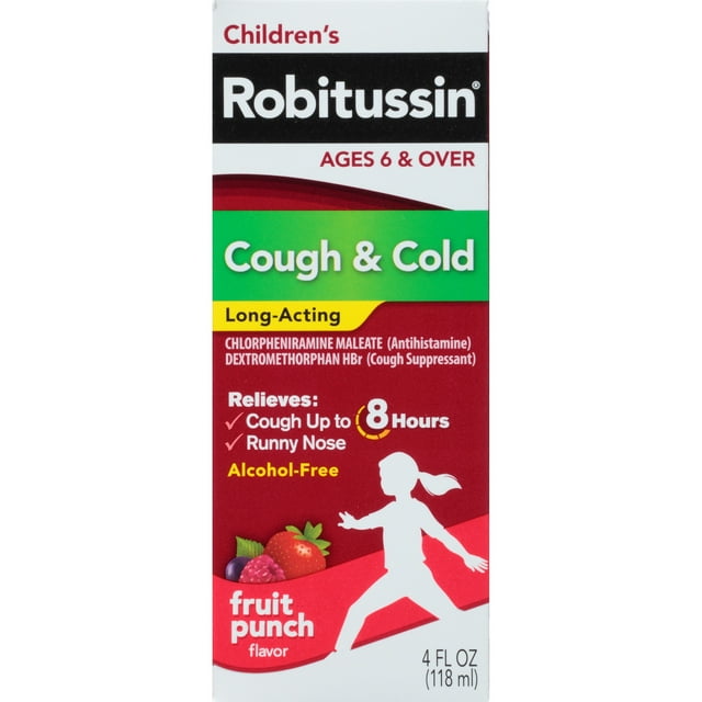 Children's Robitussin Cough and Cold Medicine for Kids, Fruit Punch, 4 Fl Oz