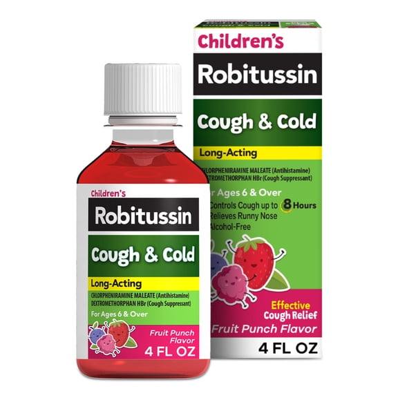 Children's Robitussin Cough and Cold Medicine for Kids, Fruit Punch, 4 Fl Oz