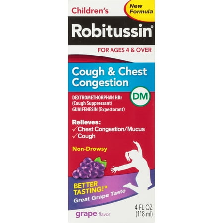 Children's Robitussin Kids Cough Congestion DM and Cold Medicine, 4 Fl Oz