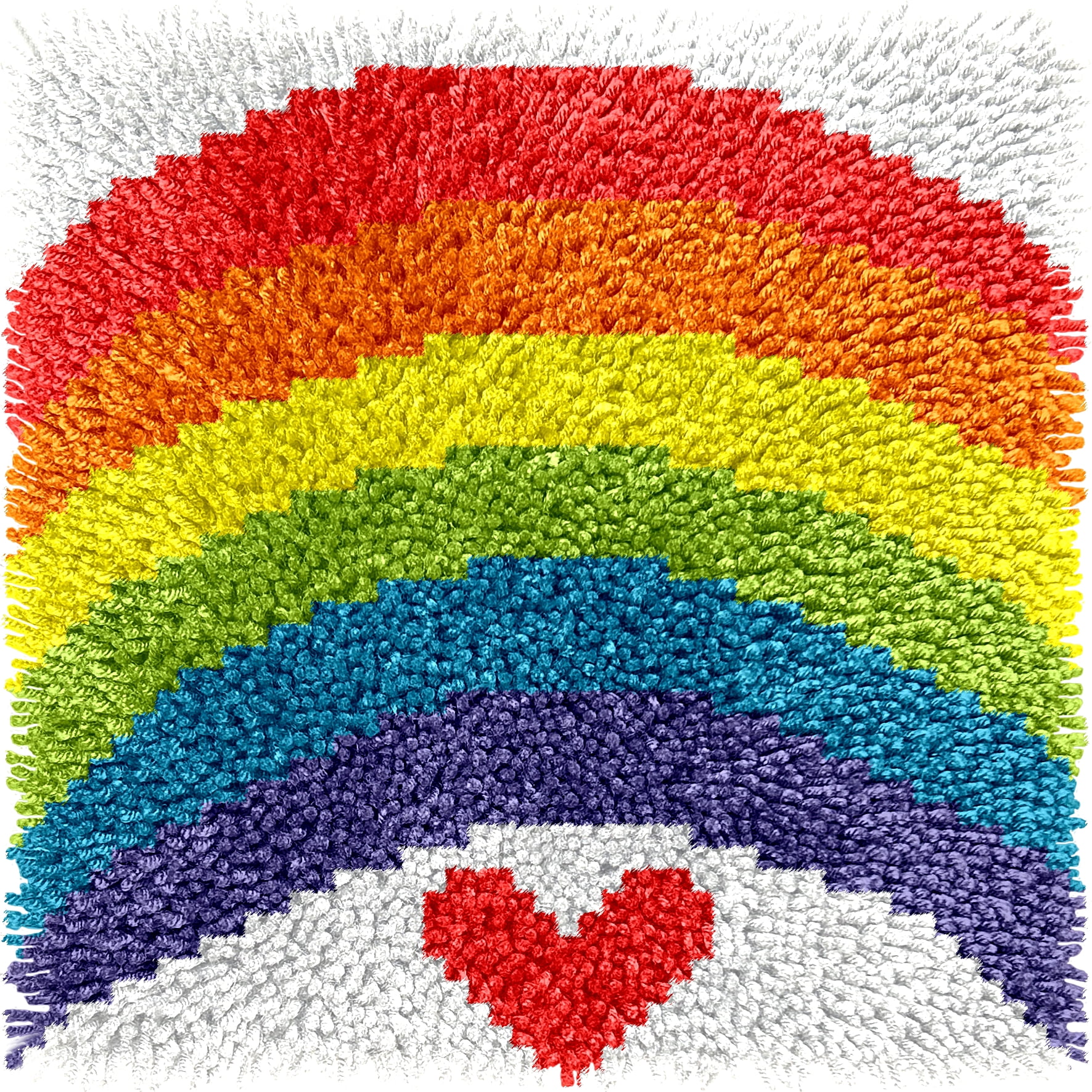 Heart Hook Rug Patterns Children's Rug Making Latch Hooking Pattern | Rainbow Heart (30x30cm ...