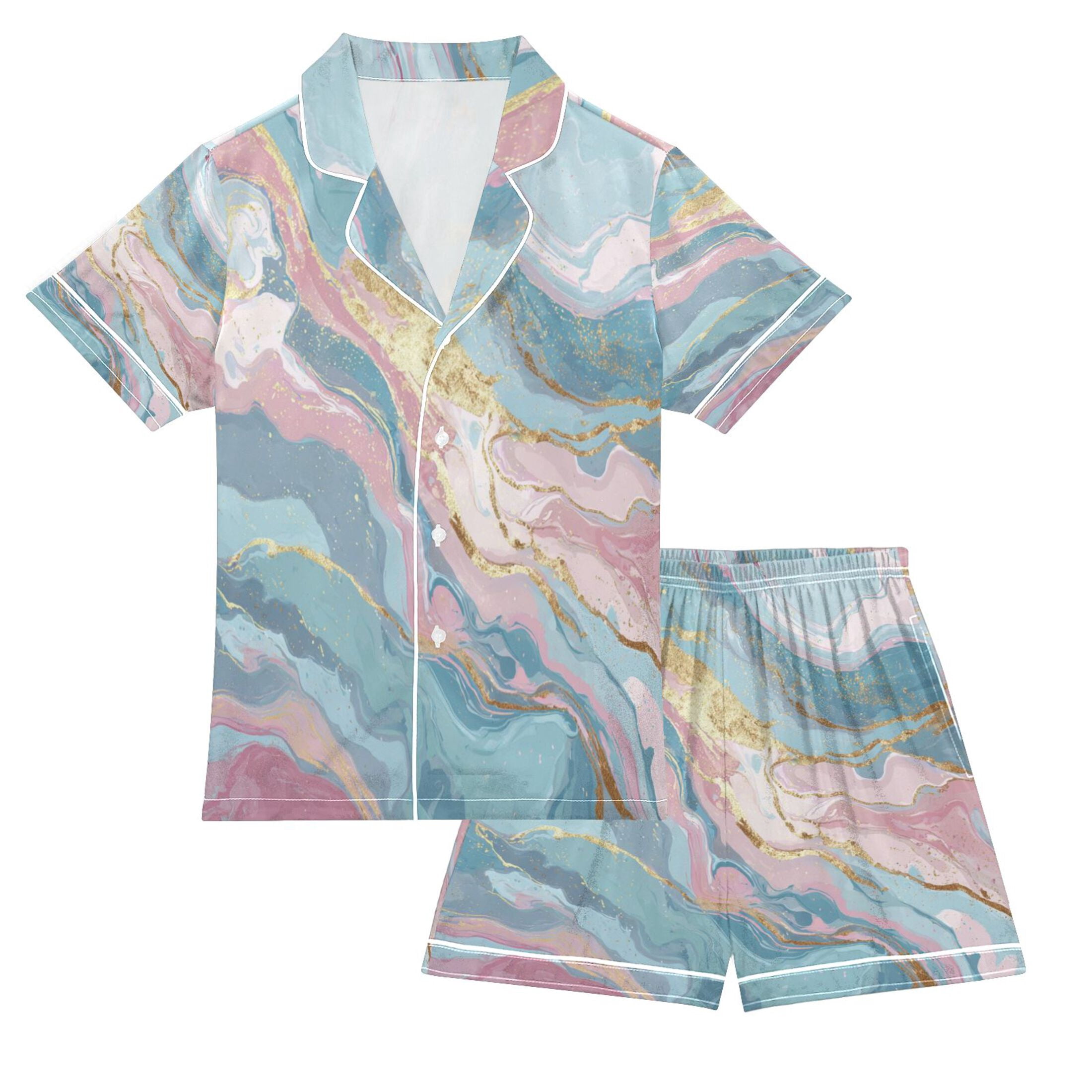 Children's Satin Pajama Sets Pajama Sets Button-Up Satin Pajama Set for ...