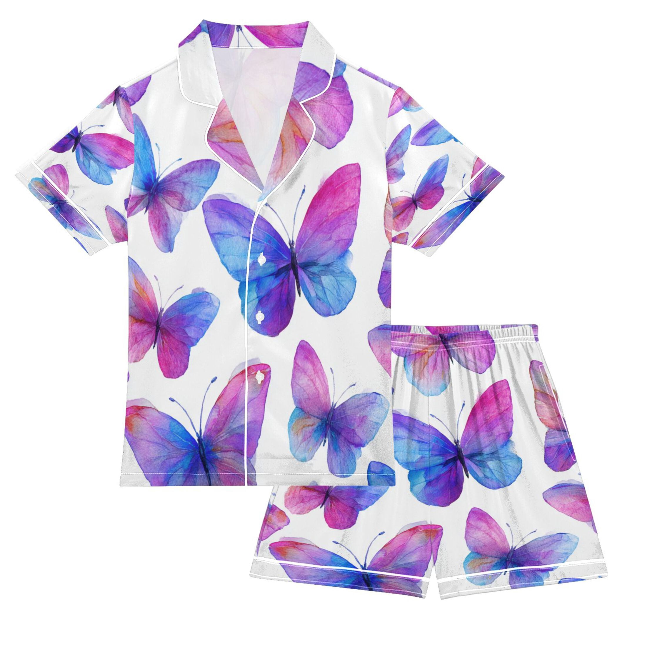 Children's Satin Pajama Sets Pajama Sets Button-Up Satin Pajama Set for ...