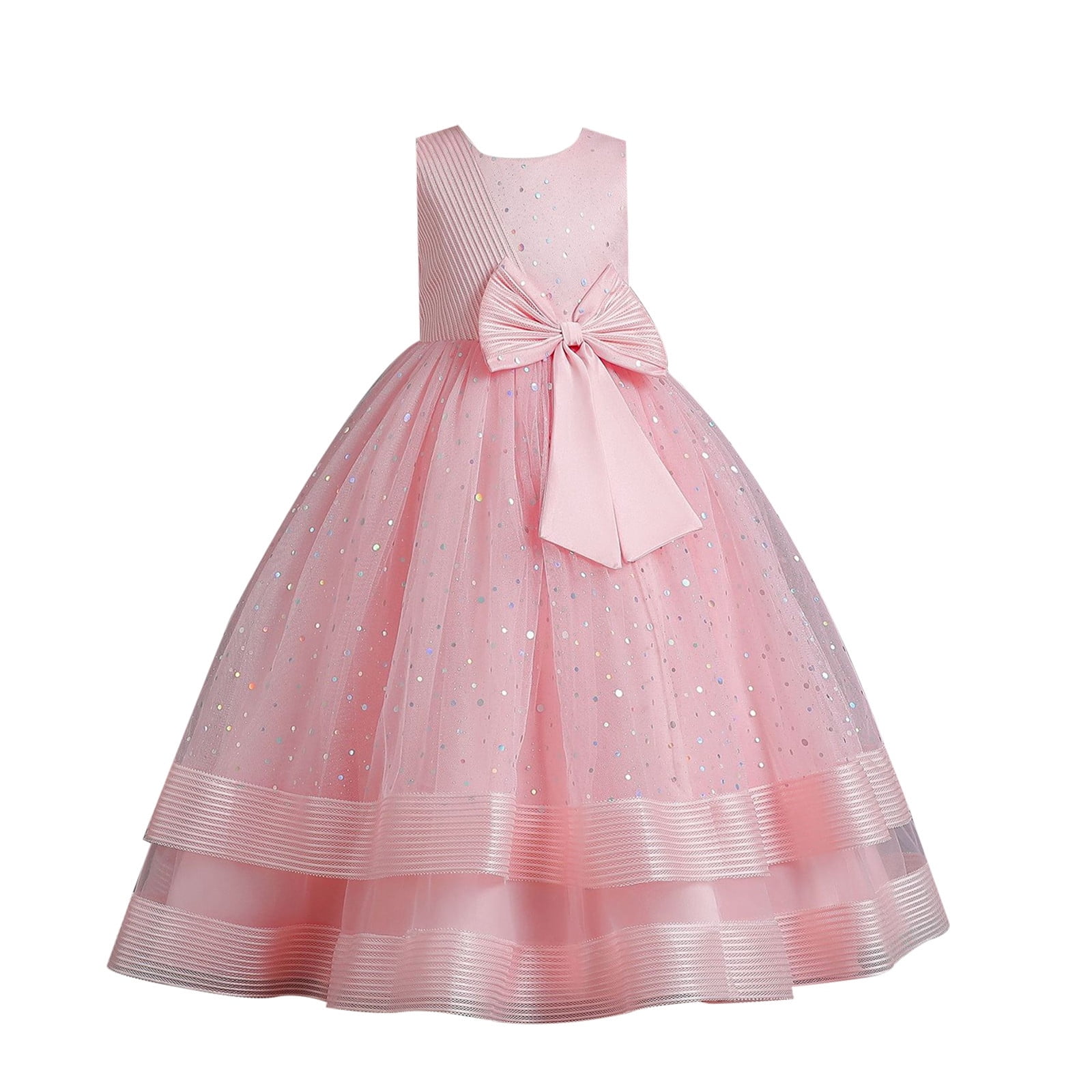 Children's Sequin Children's Dress Big Bow Princess Dress Girl Flower — free download