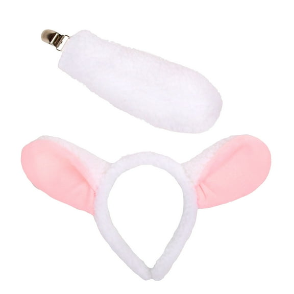 Children's Sheep Ear Headband And Tail Set Plush Fabric Designs Children's Party Accessory Enhancing Party Enjoyment