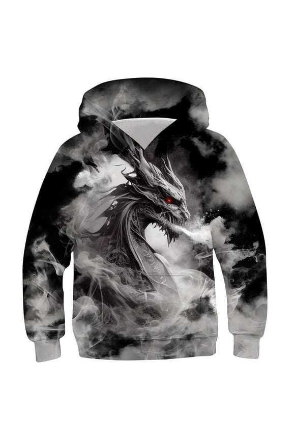 Children's Shirt Long Sleeved Pattern T-shirt Printed Round Neck Cool Boy Hooded Sweatshirt