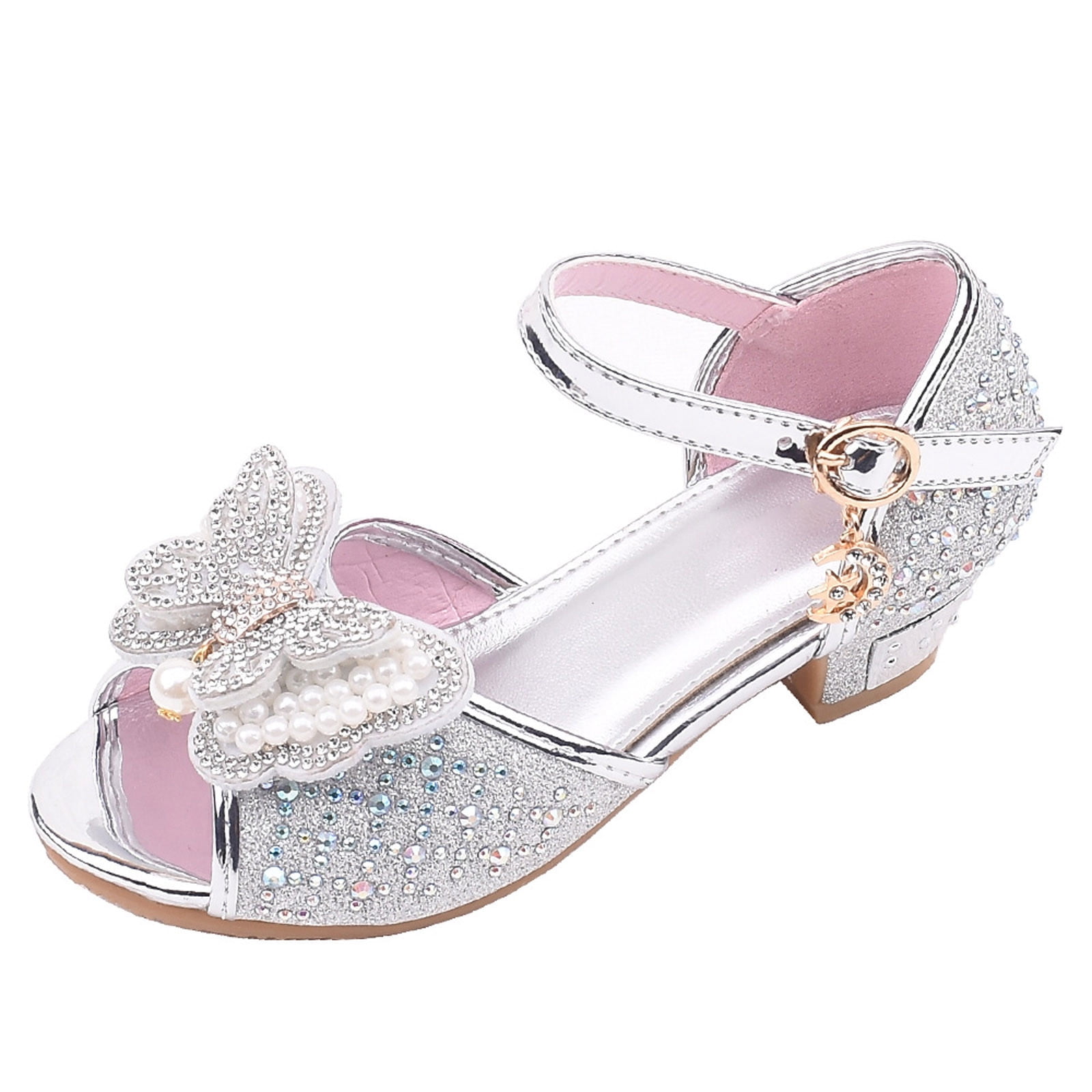 Children's Shoes Girls Fish Mouth Pearl Rhinestone Crystal Princess Shoes Dance Shoes Sale