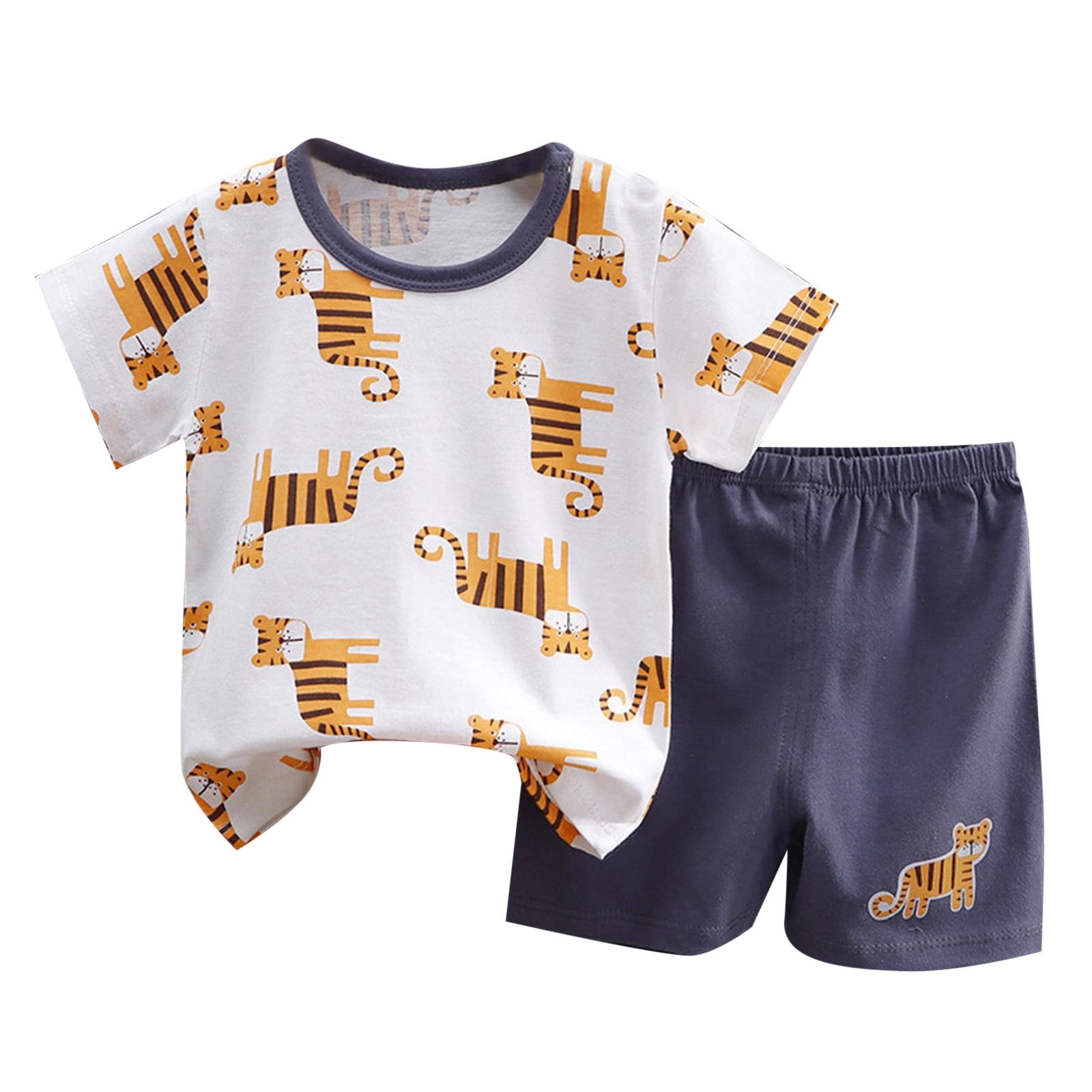 Children's Short Sleeve Short Easter Outfit for Boys Pants Set Pure