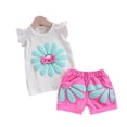 thumbnail image 1 of Children's Short Sleeve Set Summer New Girl Baby Fashion Sunflower Print Cotton Two Piece Set Trendy Children's Set, 1 of 3