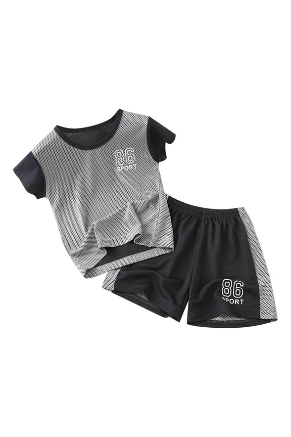 Children's Short Sleeve Suit Summer Boys Quick Drying Sports Suit Girls Basketball T Shirt + Shorts Football Suit 2 Sets Boys Outfits Set 7 Years-8 Years