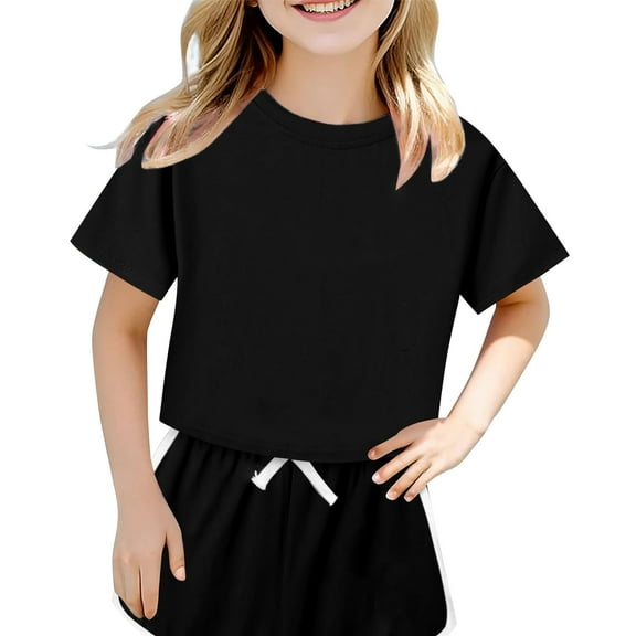 Children's Short Sleeved Shorts Set Solid Color 8 Color Leisure Suit Sports Suit Cycling Play Sports