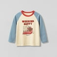 thumbnail image 1 of Children's Shoulder Insertion Long Sleeved T-shirt Girls Base Shirt (2-10Y) - Weekend Happy Bunny Print Raglan Top for Comfortable Wear, Limited Time Offer Under 10 Dollars, 1 of 6