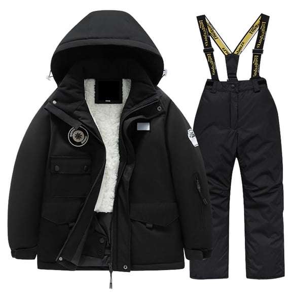 Children's Ski Suit Multi Pocket Jacket And Pants Winter Windbroof Snowboarding Unisex Kid Winter Warm Snow Suits Girls Outfits Set 8 Years-10 Years