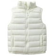 thumbnail image 1 of Children's Sleeveless Quilted Jackets Stand Collar Zipper Vests for Kids, Boys Girls Padded Winter Warm Outwear Gilet Waistcoat with Pocket White 3-4Y, 1 of 2