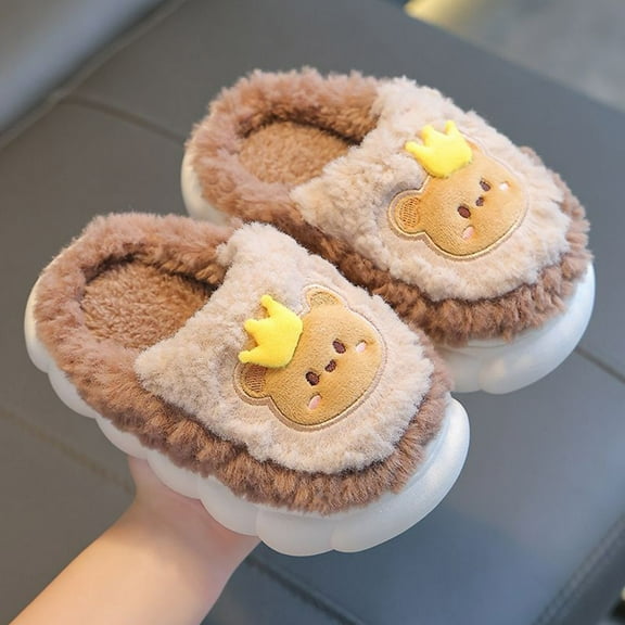 Children's Slippers 3D Animal Slippers Non- Warm Soft Cute House Slippers Indoor Bedroom Winter Shoes for Kids 7-8 Years