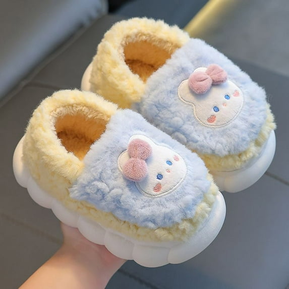 Children's Slippers Fluffy Animal Bedroom Slippers Warm Soft Comfortable Cute House Slippers Christmas Slippers for Boys 2.5-3 Years