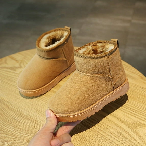 Children's Snow Boots New Winter Plus Velvet Warm Cotton Shoes Baby Snow Boots Children's Cotton Boots (Khaki,24)