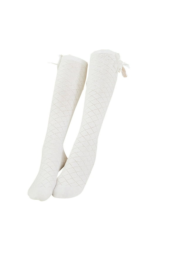 Children's Socks Mesh Combed Bow Mesh Children's Mid Tube Socks Knee High Stockings Socks for School Girls Kids Athletic Socks Boys