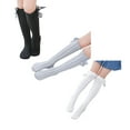 thumbnail image 1 of Children's Socks Mesh Girls' Medium Height Socks Bow Over The Knee Socks Children's *3PCS(White 1PCS & Black 1PCS & Grey 1PCS,One Size), 1 of 6