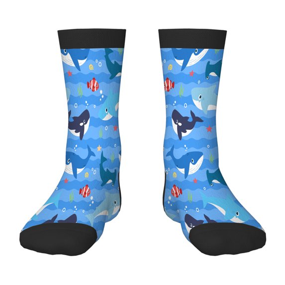 Children's Socks Playful Whale Shark And Ocean Fish Novelty Funny Christmas Gift for Teens