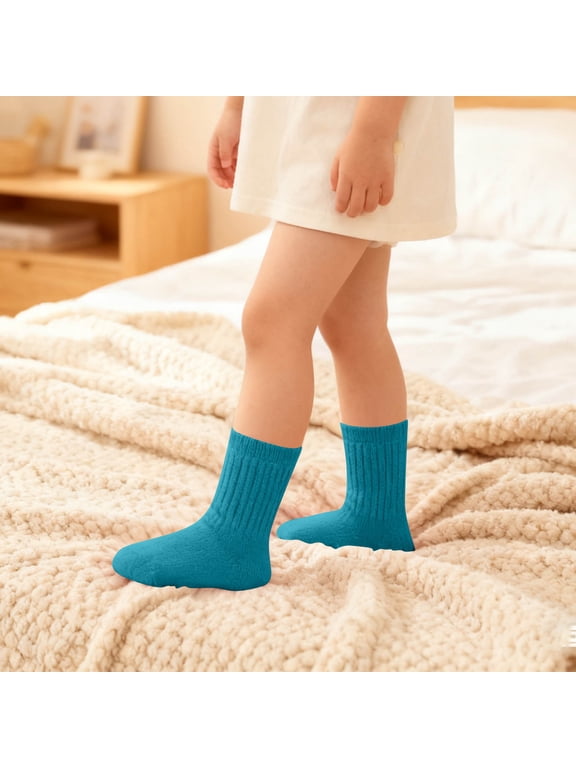 Children's Socks for Boys Girls Solid Color Medium Tube Socks Comfortable Loose Sports Ankle Socks Cotton Socks Girls Blue 5Y