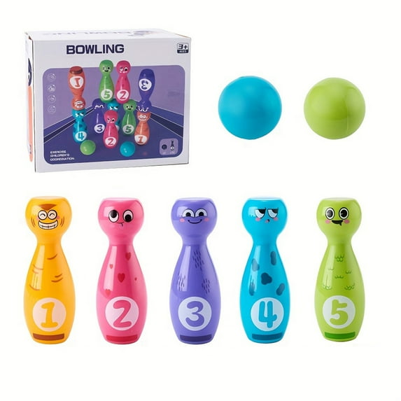 Children's Soft Bowling Set With 10 Numbered Pins And 2 Lightweight Balls Safe Indoor Outdoor Toddler Toy For Ages 2-5 Christmas Birthday Gift