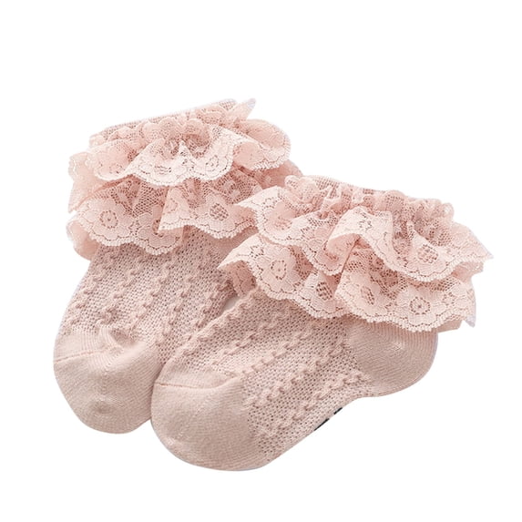 Children's Solid Color Cotton Socks Newborn Lace Socks Baby Socks Children's Socks For Boys and Girls Pink A 1-2 Years