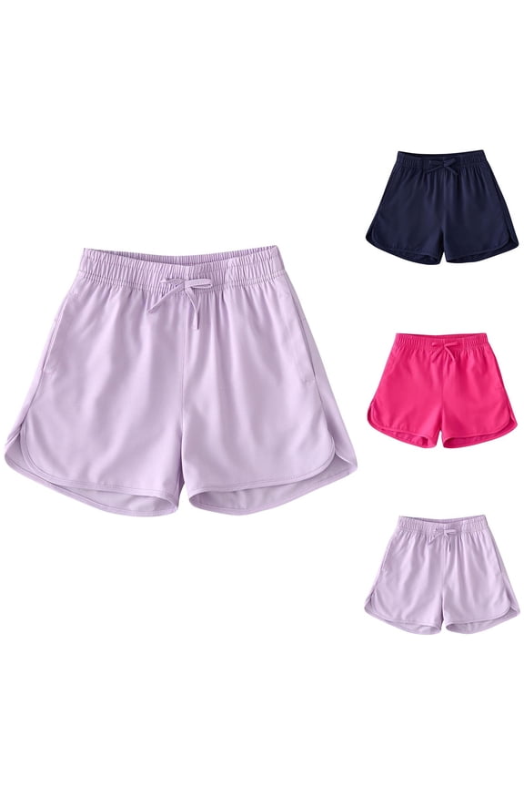 Girls Sports Shorts Size 10-12 Girls Shorts Size 10-12 Basketball Girls Sports Shorts Children'S Solid Color Elastic Waist Shorts Mid Size Children'S Summer Outdoor Sports Pants with Pockets