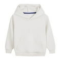 thumbnail image 1 of Children's Solid Color Fashion Hoodies, Boys Girls Long Sleeve Hooded Sweatshirts, Kids Pullover Tops Girl's Casual 3/4 Sleeve T-Shirts White 7-8Y, 1 of 5