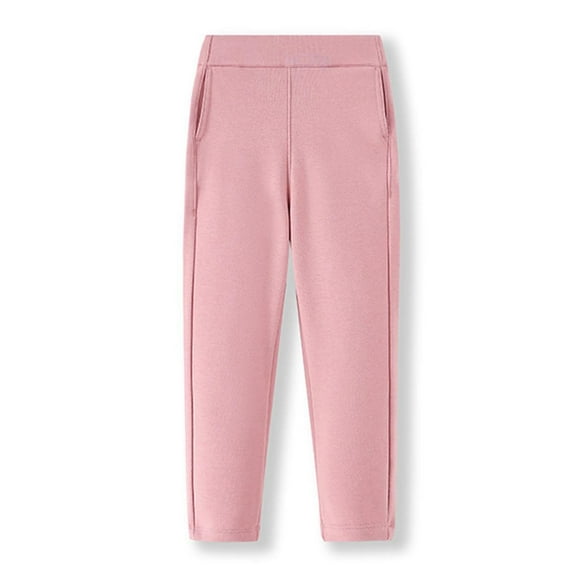 Children's Solid Color Fleece Pocket Leggings With Warm Elastic Waistband for Boys and Girls Kids' Sweatpants Back To School Clothes for Teens