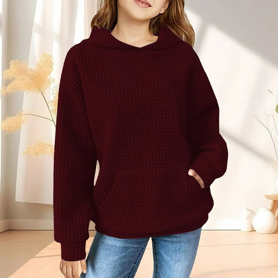 Children's Solid Color Hooded Silk Checked Top Coat Cute Kids Hoodies Steal Your Girl Hoodie 4t Hoodies Girl Hoodies for Kids Size Girl Toddler Hoodie 4t Baby Toddler Boy Jacket Girls Medium