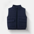 thumbnail image 1 of Children's Solid Color Quilted Vests Top Boys Girls Thickened Warm Cotton Filled Sleeveless Jackets Winter Casual Outerwear Waistcoat Navy 130, 1 of 8