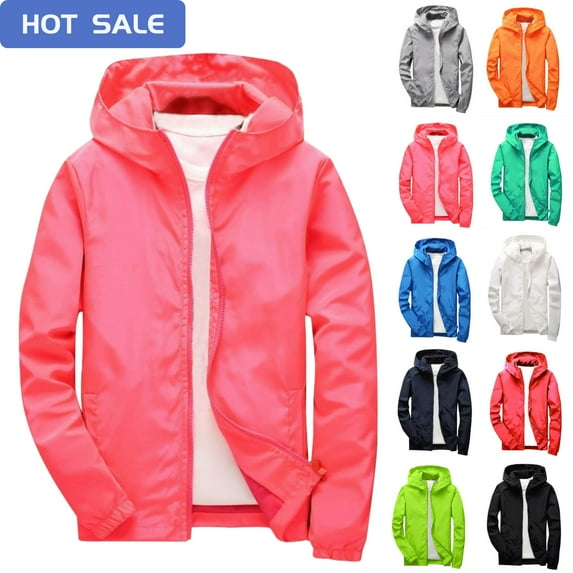 Children's Solid Color Recreational Sports Long Sleeve Hooded Blouse Outdoor Hooded Jacket Waterproof Windproof Cardigan Jacket For Kids