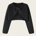 thumbnail image 1 of Children's Solid Color Round Neck Long Sleeve Knitted Cardigan (0-10Y) - Medium Large Casual Woolen Jacket with Bow Detail, Limited Time Offer, 1 of 6
