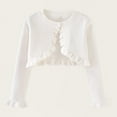 thumbnail image 1 of Children's Solid Color Round Neck Long Sleeve Knitted Cardigan (9M-10Y) - Medium Large Casual Woolen Jacket, Limited Time Offer, 1 of 5