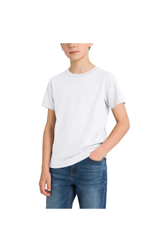 Girls Shirts Size 10-12 Girl Clothes under $10 Boy's Summer Tops Children's Solid Color Round Neck Short Sleeve T-Shirt Medium to Large Sizes Casual Comfortable Top 12-13 Years