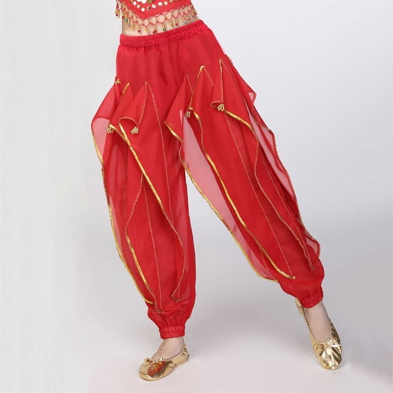 Children's Solid Color Sequin Pants Medium To Large Children's Elastic Waist Ankle d Dance Pants