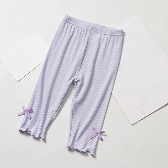 Children's Solid Color Soft and Slim Thin Elastic Outer Pants With Bow Tie Cargo Pants for Girls 10-12 Pants for Girls 8-9