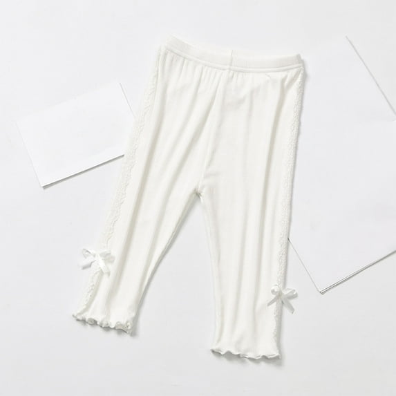 Children's Solid Color Soft and Slim Thin Elastic Outer Pants With Bow Tie Cute Jeans for Teen Girls Navy Sweatpants Girls