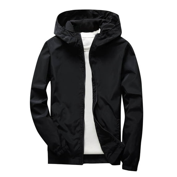Children's Solid Color Sports Long Sleeve Hooded Blouse Outdoor Hooded Jacket Waterproof Windproof Jacket for Kids Zip Up Jacket Lightweight Loose Coat for Boys and Girls 3-12 Years