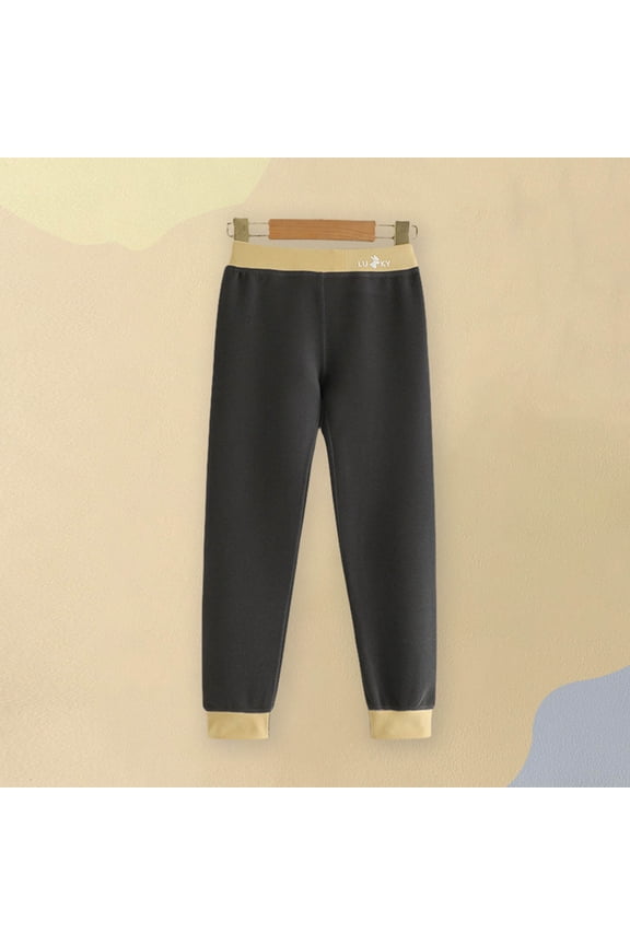 Children's Solid Thickening Pants Elastic Waist Sports Leggings Pants for Toddler Boys Girls