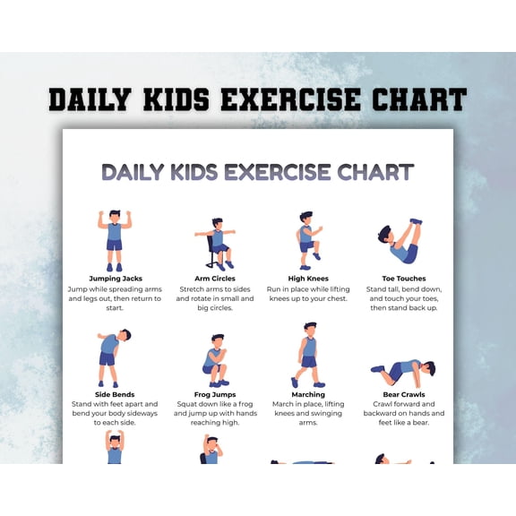 Children's Sports Picture Poster, Physical Fitness Visual Card, Children's Sports Poster, Children's Fun Exercise Poster, Indoor Sports Activity Poster