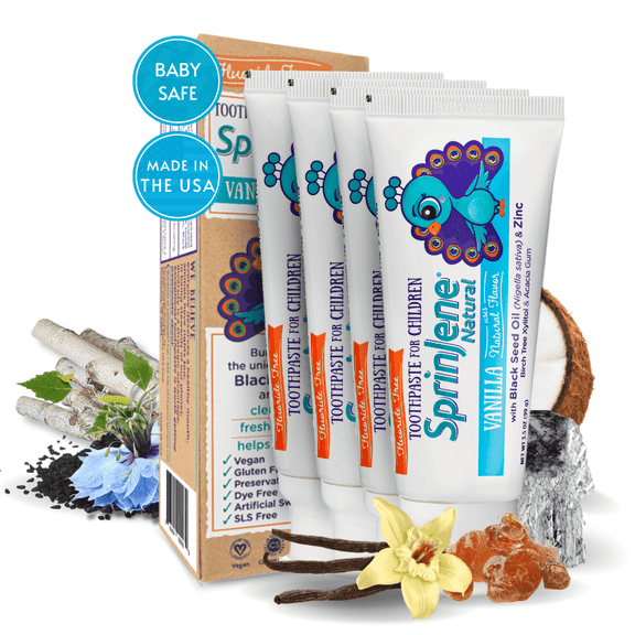 Children's SprinJene Natural® Vanilla Toothpaste Fluoride Free (Pack of 4)