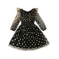 thumbnail image 1 of Children's Spring And Autumn Golden Polka Dot Tulle Dress For Girls,Size 3-4 Years, 1 of 4