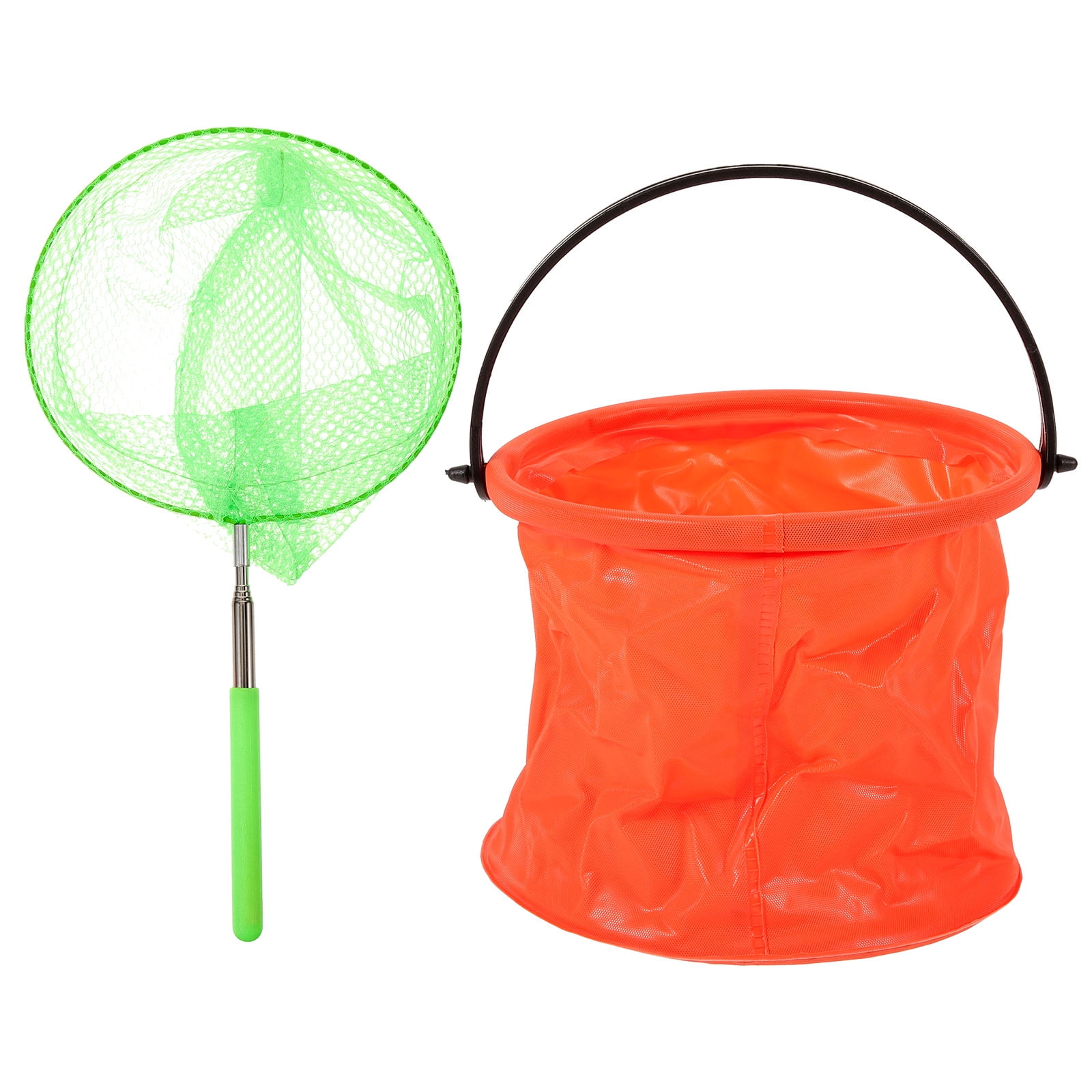 Children's Stainless Steel Telescopic Fishing Net Outdoor Folding Bucket Fishpond Fishnets