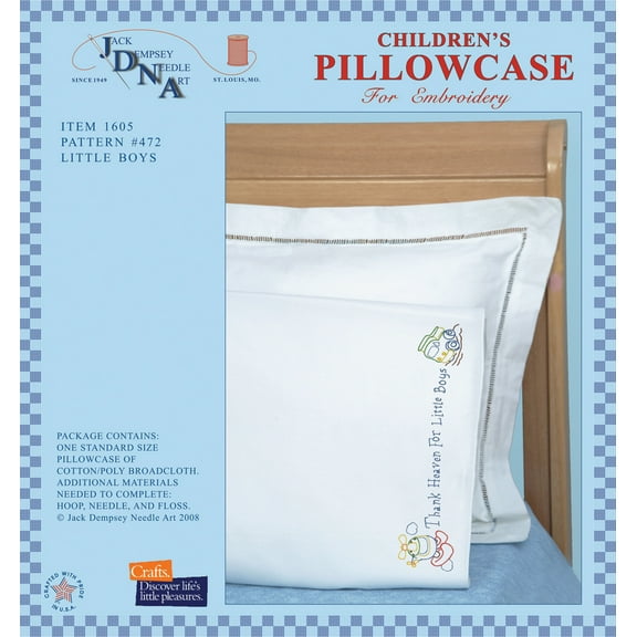 Children's Stamped Pillowcase W/White Perle Edge 1/Pkg-Little Boys
