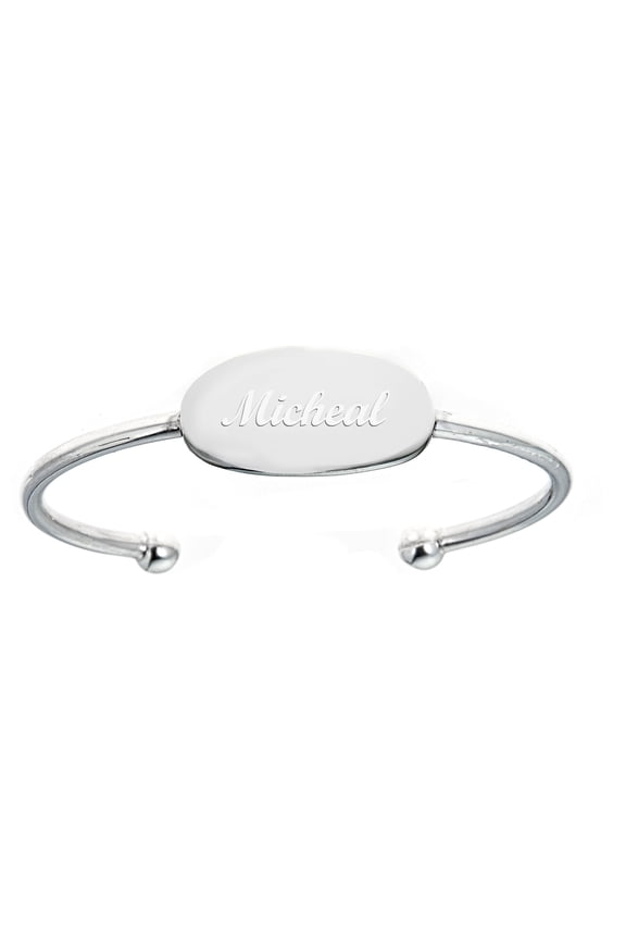 Children's Sterling Silver Oval Half Cuff Baby Bangle Bracelet